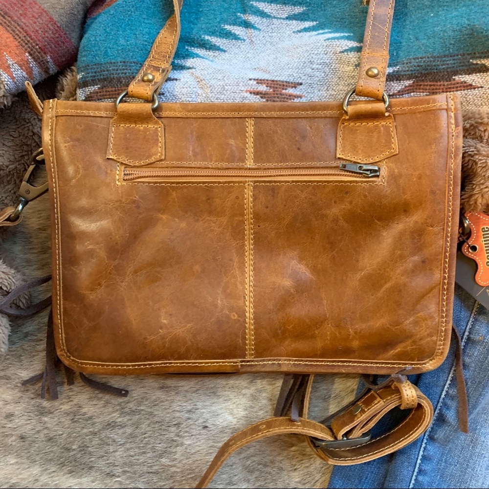Cowhide Acid Wash Tooled Leather Purse - Picture 4 of 8